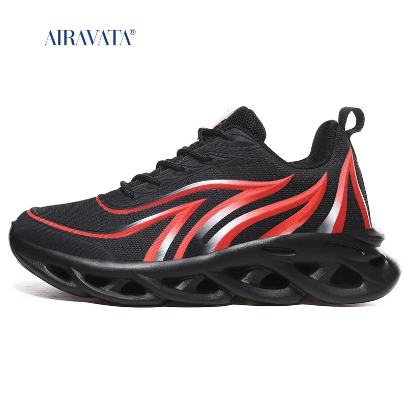 Sneakers Men Running Shoes Platforms Increasing Height Breathable Comfortable Sports Shoes Flame Pattern Zapatillas De Deporte