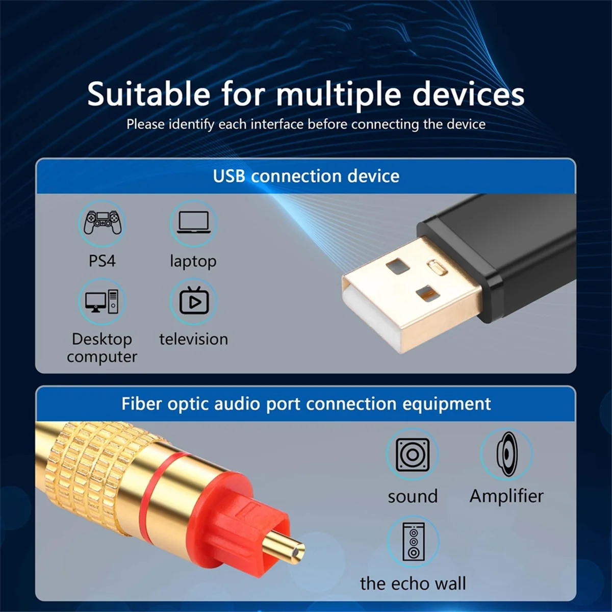 Фото T35C USB-оптический аудиоадаптер USB A-волоконно-оптический аудио-порт SPDIF, соединительный аудиоконвертер, кабель для компьютера, ноутбука №3