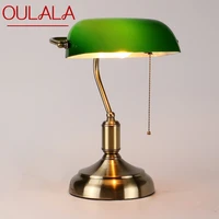 oulala classical table lamp simple design led green glass pull switch desk light decor for home living room bedroom bedside