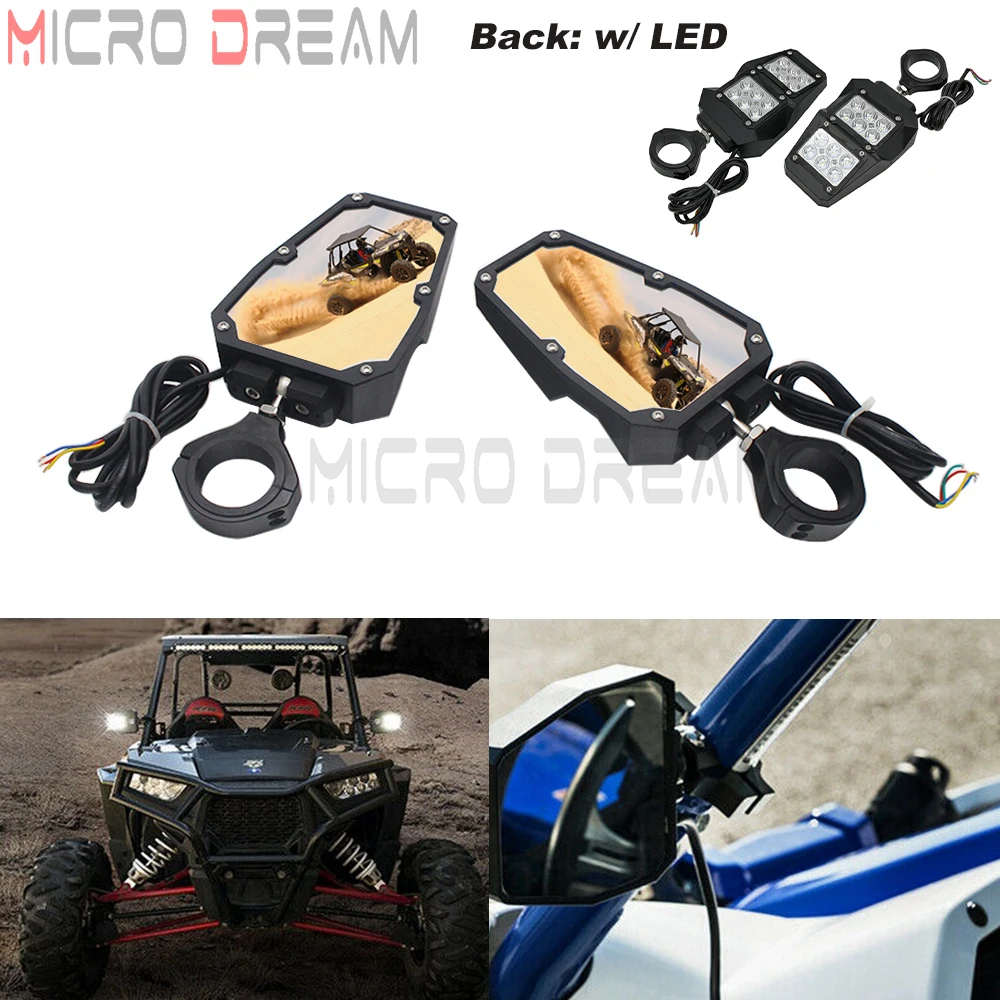 

Боковые зеркала заднего вида для Polaris RZR YXZ XP 900 1000 Can-Am Maverick Yamaha Rhino UTV со светодиодными прожекторами 1,75-2 в рулоне