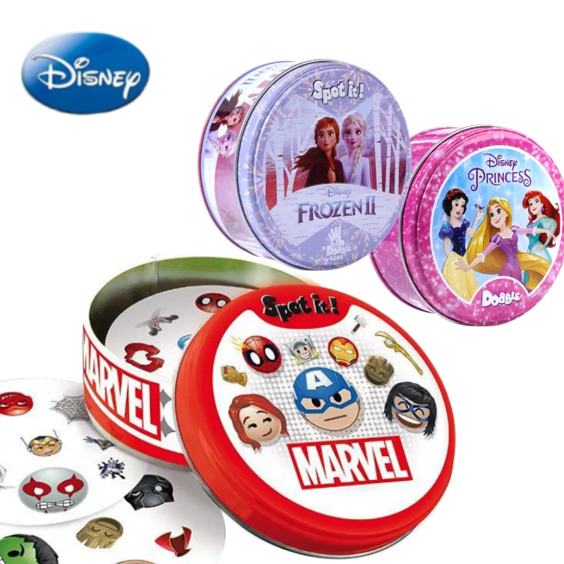 

Disney Frozen Elsa Colorful Metal Box Dobble Game Cards Yoda Anime Figure Toy Sports Animals Christmas Camping Spot It for Kids