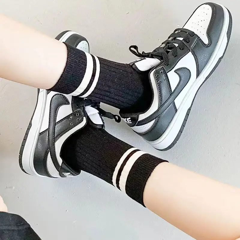 10 Pairs Women Cotton Socks Middle Tube Autumn Winter Fashion Basketball Football Striped Comfortable Breathable Socks