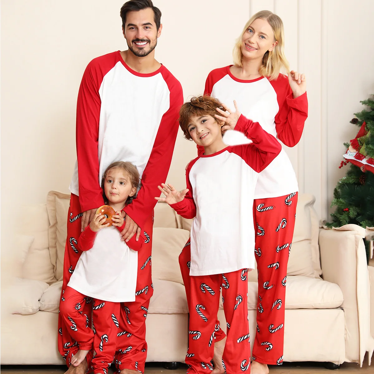 Семейные рождественские пижамы одежда для сна мамы дочки папы сына 2 предмета