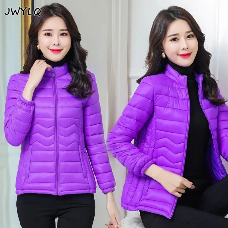 

Женская куртка-пуховик на молнии, с воротником-стойкой