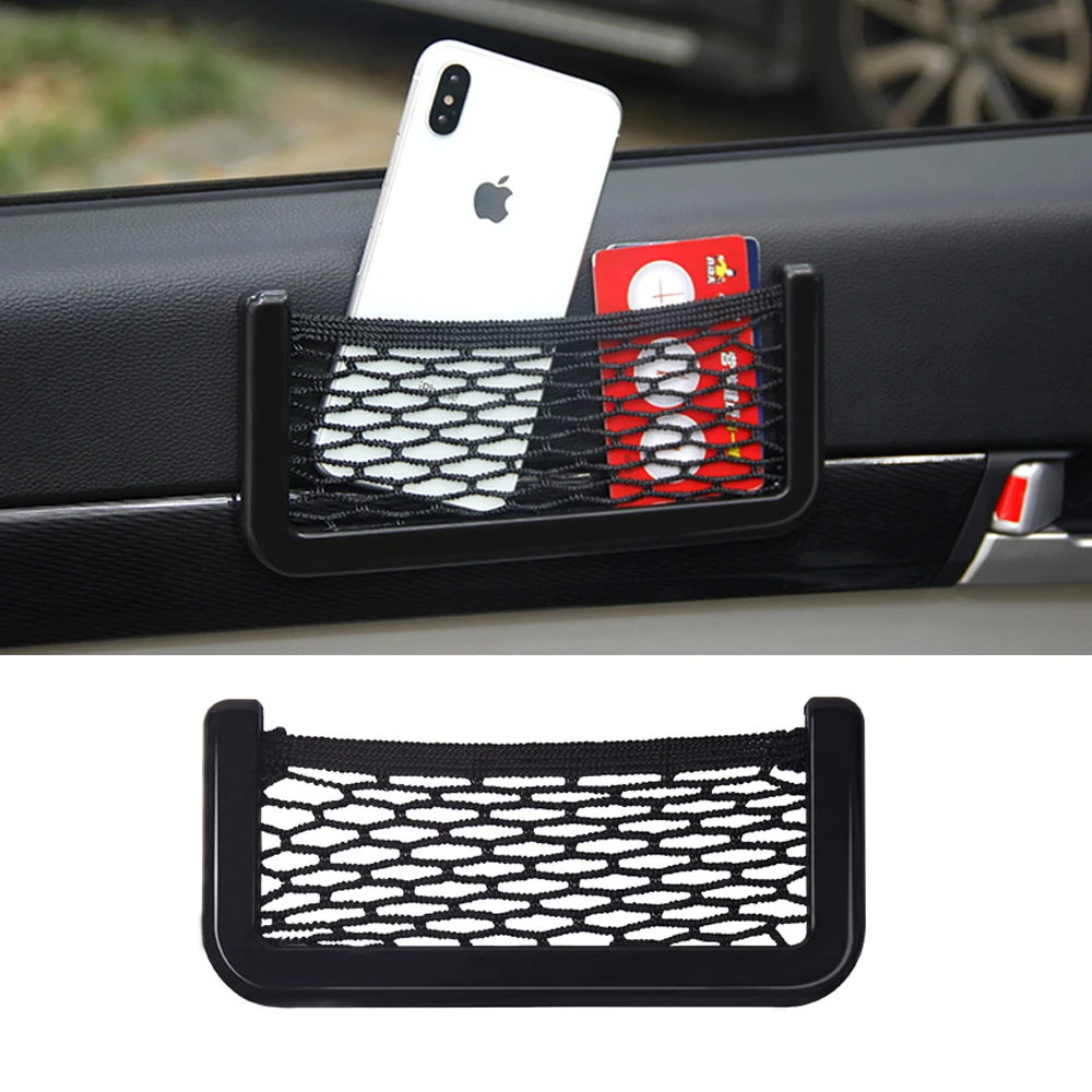 

1Pcs Car Organizer Storage Bag Auto Paste Net Pocket Phone Holder Car Accessories 20*8CM 8*15CM Universal for All Cars Velcro
