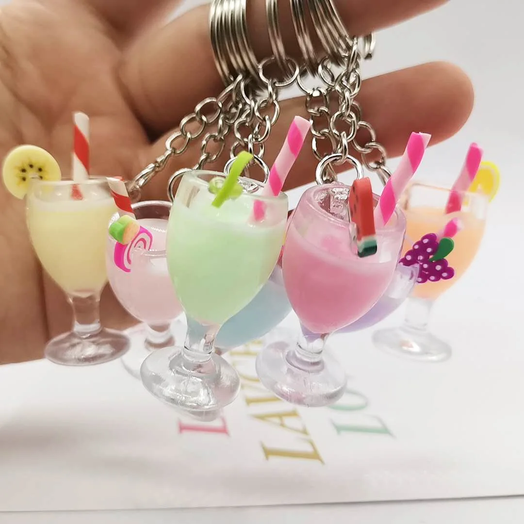 

1/6 Scale Dollhouse Miniature Keychain Food Macaron Fruit Drink Goblet Bottle for Barbies Doll House Toys Furniture for Dolls