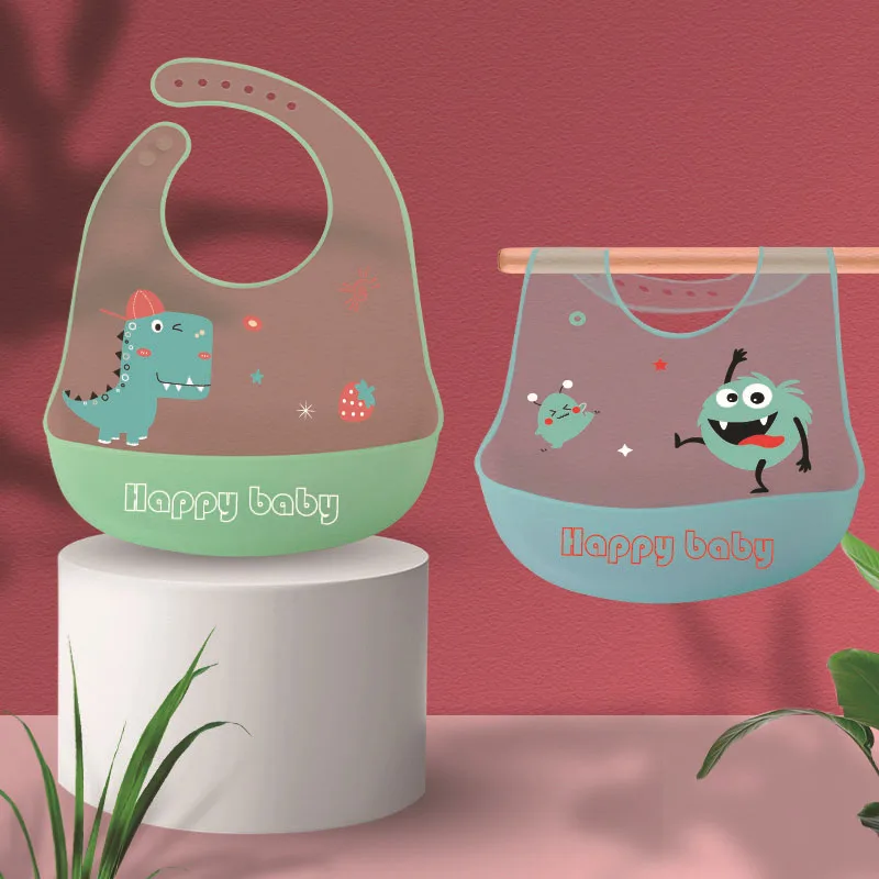 

Bibs for Baby Girl Boy Waterproof Edible Silicone Cartoon Dinosaur Printed Feeding Eating Accessories Newborn Infant Bib Stuff