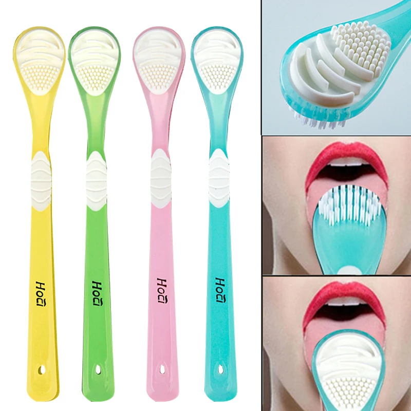 Tongue Cleaning Brush Soft Silicone Tongue Cleaning Tool Double Side Cleaning Massage Tongue Scraper Oral Health Care Tool