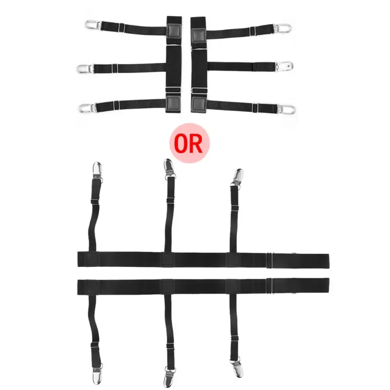 

2Pcs/Set Mens Shirt Stays Holder Non-slip Locking Clamps Elastic Leg Suspenders 918F