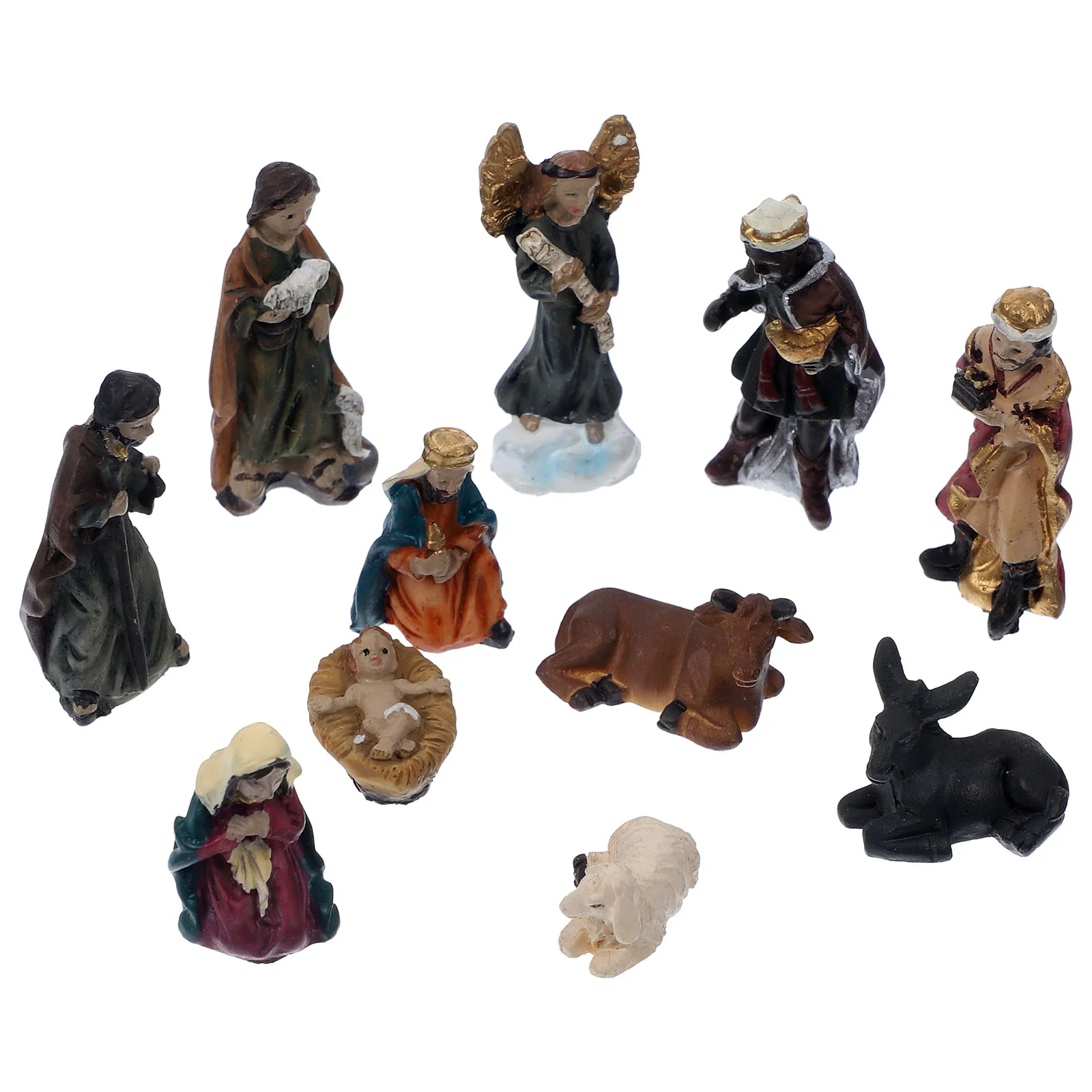 

Mini Jesus Birth Figurines Nativity Ornaments Sculptures Home Decor Resin Christian Gift Set For Christmas Crib Craft Decor