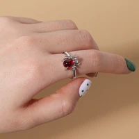 personality spider adjustable ring silver color garnet crystal spider rings for women goth punk finger ring cool jewelry