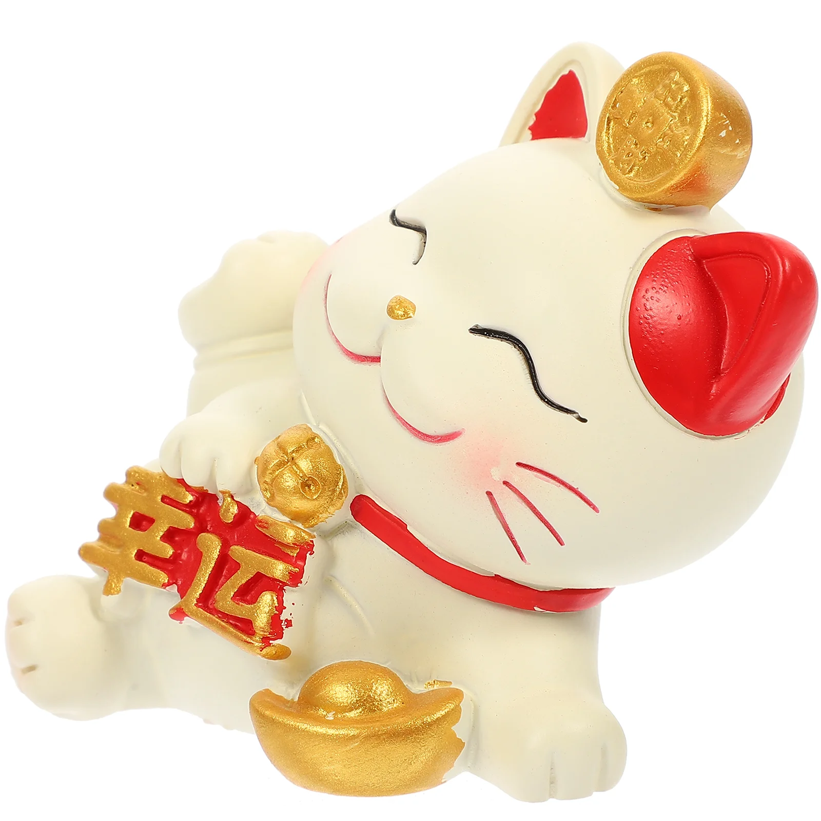 

Cat Figurine Resin Statue Fortune Lucky Mini Miniature Japanese Maneki Neko Ornament Figurines Sculpture Beckoning Statues Gift