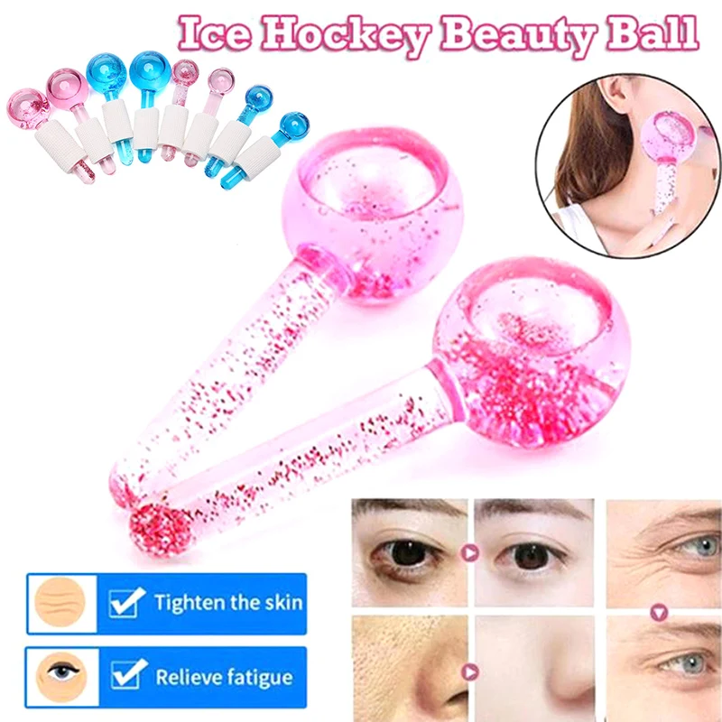 

1Pair Ice Globes for Face Beauty Ice Hockey Energy Beauty Crystal Ice Wave Facial Cooling Ice Globes For Face and Eye massage