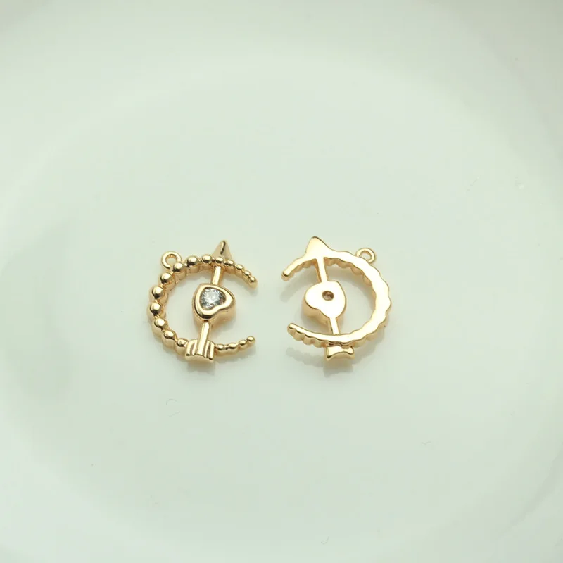 14 К позолоченный медный инкрустация циркония выстрел на любовь кулон ювелирные