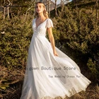 Lakshmigown пикантное женское свадебное платье в стиле бохо пляжное летнее 2022 Пышное Тюлевое длинное свадебное платье с открытой спиной кружевные рукава-кепки