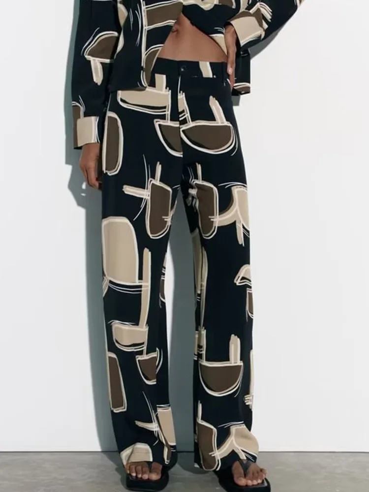

Женские прямые брюки с принтом Kumsvag, винтажные элегантные уличные тонкие брюки с карманами и пуговицами, одежда для лета, 2023