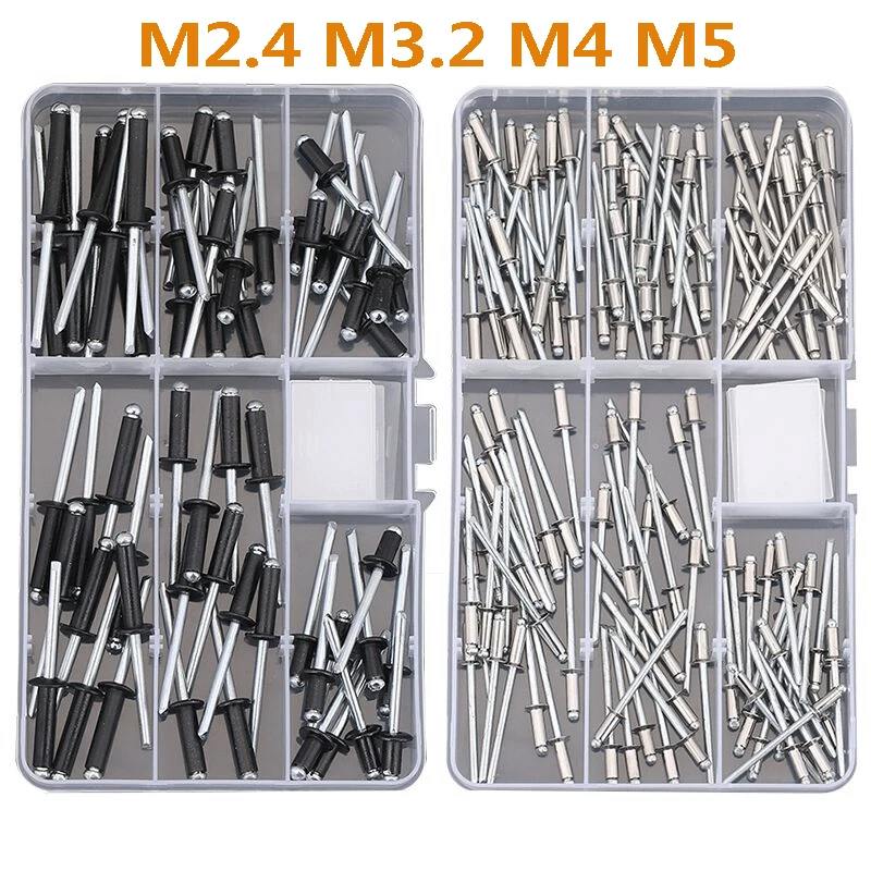 

Aluminum Self Plugging Open End Dome Head Pop Blind Rivets Assortment Kit Set Sheet Metal, Automotive Duct Work and Rivet Gun