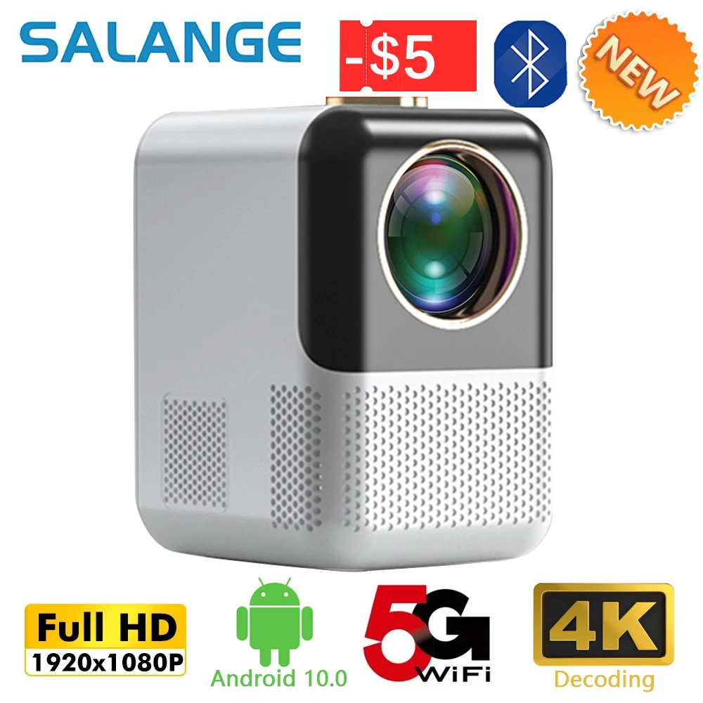 Salange P700 Mini Projector Android 10 Supported 4K Full HD 1080P LED Video Beamer Wifi Home Theater Compatible with USB HDMI AV