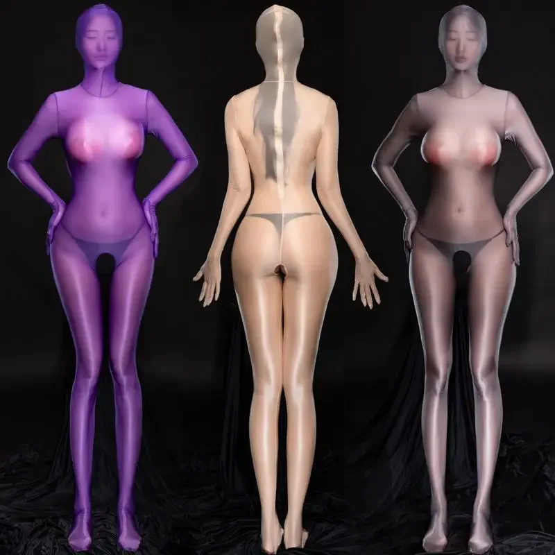 Сексуальное блестящее боди Zentai для всего тела женщин SM обтягивающие комбинезоны