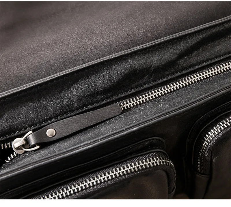 Outdoor casual high quality genuine leather men black crossbody bag weekend travel luxury soft natural real cowhide shoulder bag