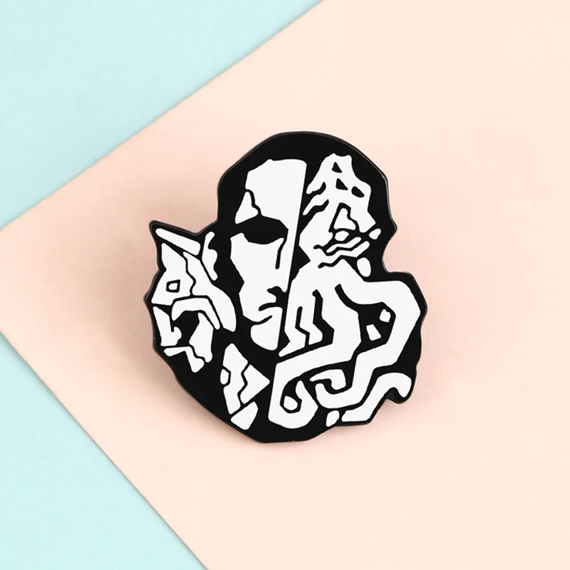 Мужские броши с разделенным лицом ролевые комиксы ужасов эмалированная булавка