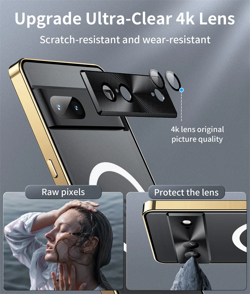 for Google Pixel 7 7Pro 7 Case Aluminum Alloy Frame Translucent Frosted Magnetic Magnet Back Cover for Magsafe Wireless Charging