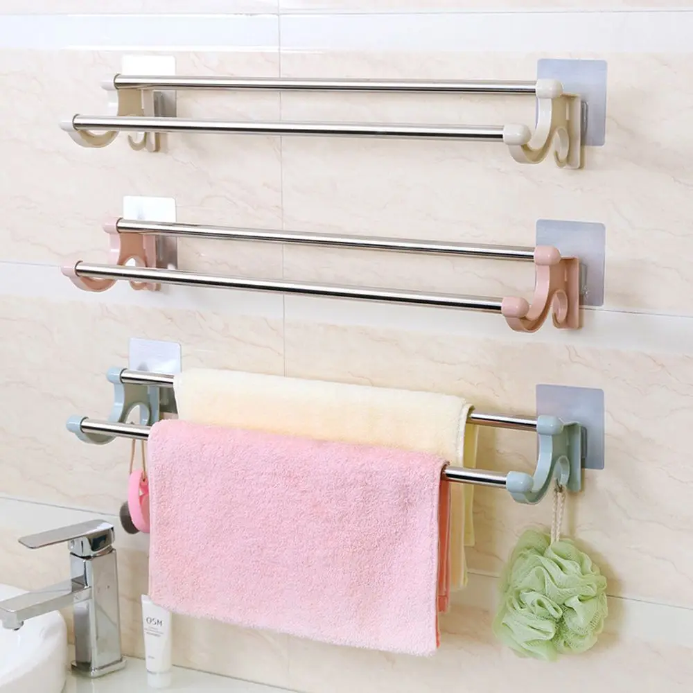 

New Wall Mounted Hanging Bathroom Accessories Shower Holder Towel Rack Towel Hanger Clothes Shelf