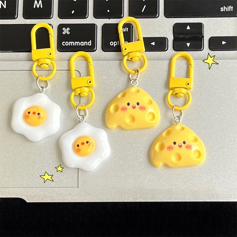Милое яйцо-пашот кулон с сыром забавный брелок кавайный мультфильм имитация еды