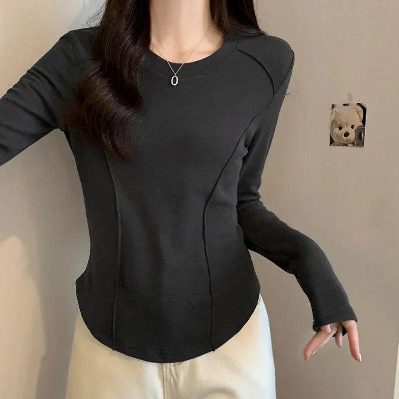 Женские новые дизайнерские футболки с рыбьей костью модные однотонные короткие