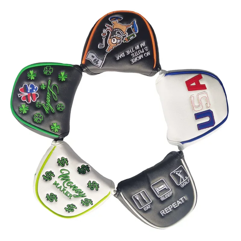 

New Golf Putter Cap Sleeve Half Round Putter Protective Sleeve Magnet Closed Golf Club Head Covers Golf Accessories