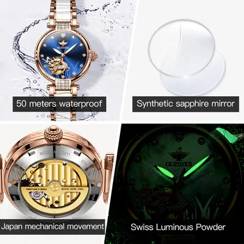 OUPINKE Luxury Watch for Women Waterproof Automatic Mechanical Wristwatch Ceramic Jewelry Ladies Watches Bracelet Gift Set 2022 2