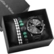 2022 New Men Business Watch Bracelet Set Black White Lattice Bracelets Large Dial Generous Quartz Wristwatch Exquisite Gift Box Other Image