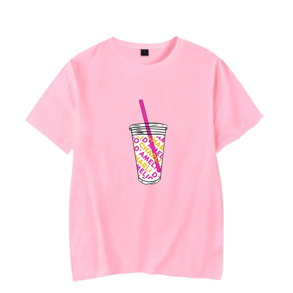 

Крутая черная футболка Charli Damelio Merch, ледяной кофе, футболки-брызги, женщины/мужчины, ребенок, короткий рукав, 100% хлопок