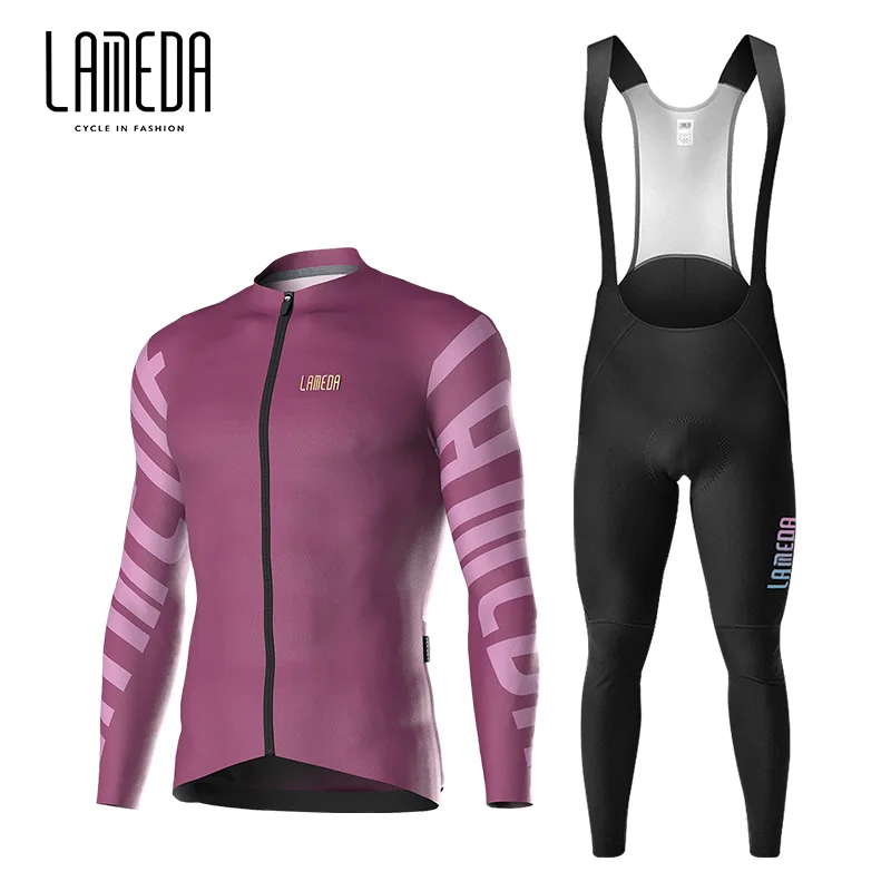 

LAMEDA new men's cycling suit long sleeved suspenders pants fast drying sweat wicking road mountain bike equipmen