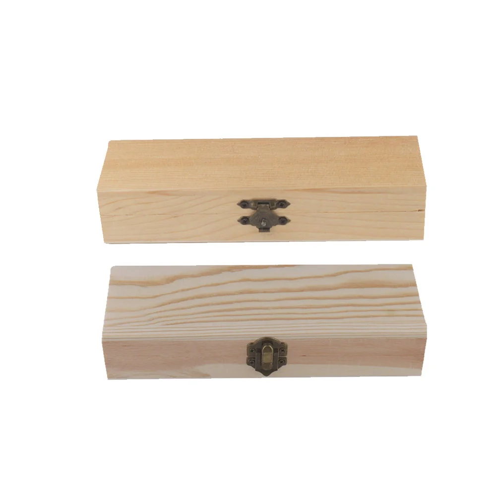 

Unfinished Wood Box Unpainted DIY Artist Tool Brush Storage Case with Locking Clasp Jewelry Trinket Box 2 ( Mixed Style )