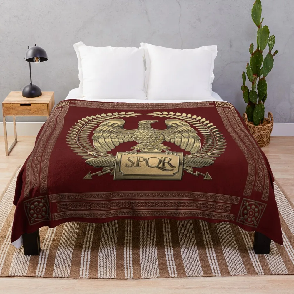 

Roman Empire - Gold Imperial Eagle over Red Velvet Throw Blanket Blanket For Giant Sofa