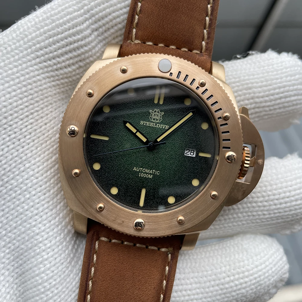STEELDIVE SD1956PS Бронзовые винтажные механические часы NH35 Автоматический механизм