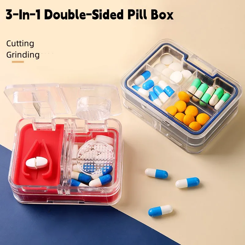 

Small Pill Cutter Portable Medicine Box Pill Tablets Container Waterproof Travel Case Pill Splitter Cuts Vitamins Tablet