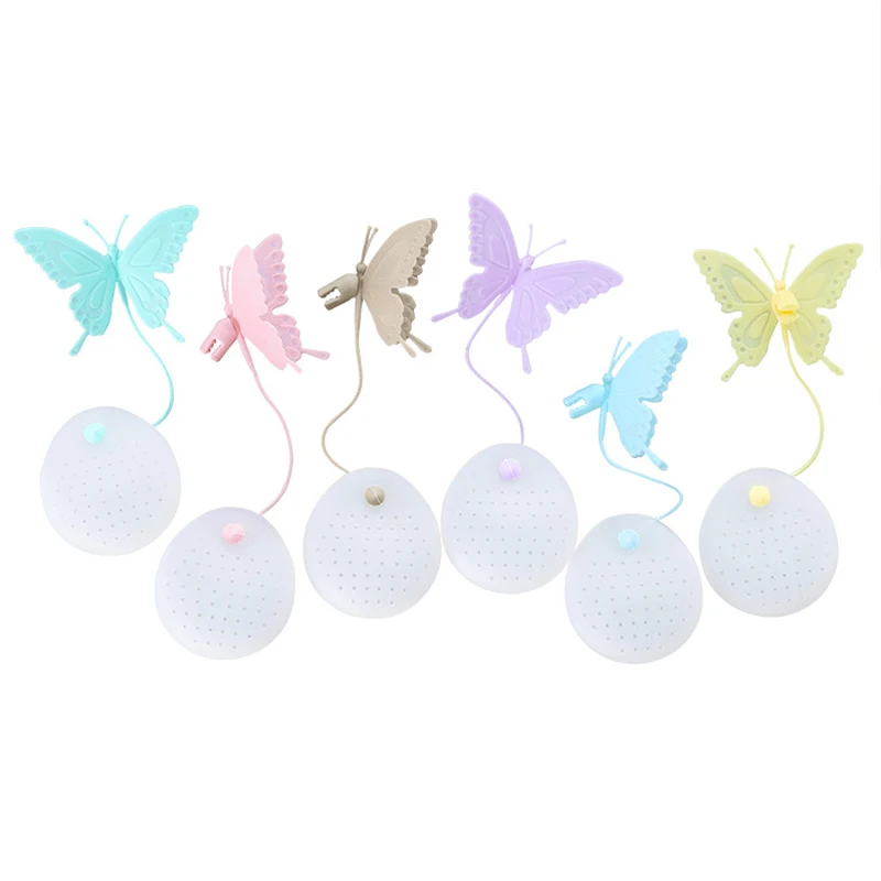 

1PC Creative Tea Maker Tea Bags Infusers For Spice Herb Butterfly Tea Strainer Tea Filter Pure Color Silicone
