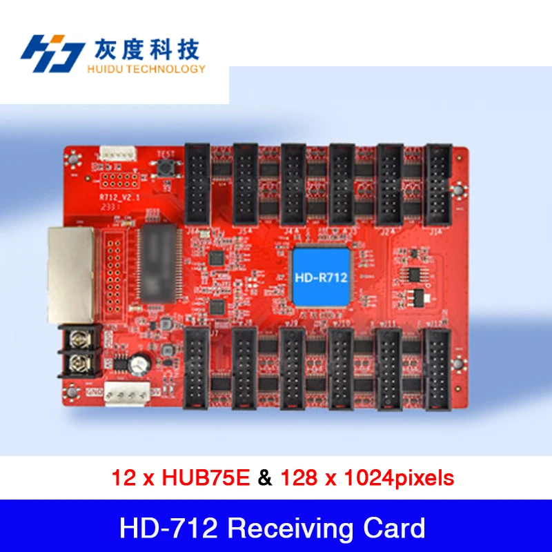 Фото Полноцветная синхронная и асинхронная приемная карта Huidu HD-R712, работающая с HD-A3L .HD-C16L. HD-T901, 12 x HUB75E №1