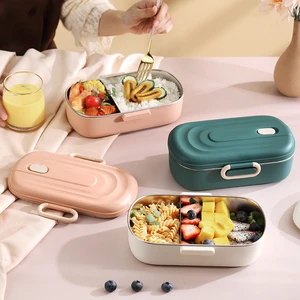 2 Grids 304 Stainless Steel Hermetic Lunch Box Heat Insulation Anti-scalding Food Container Portable Childrens Bento Boxes