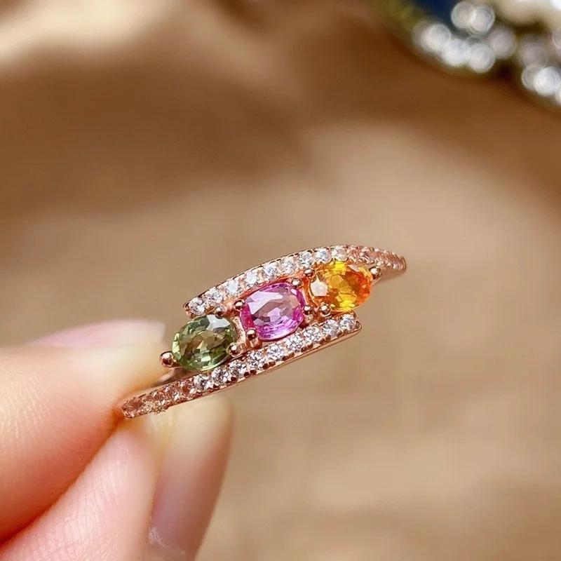 

New Exquisite Colorful Zircon Imitation Natural Crystal Temperament Open Ring for Women Personalized Creative Gifts Jewelry