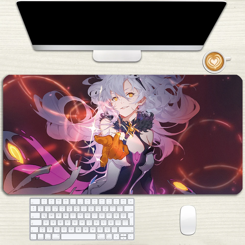 

Игровой коврик для мыши Honkai Impact 3 Kiana Kaslana, коврик для мыши Herrscher of the Void, резиновый коврик для мыши с застежкой и краями, модный большой Настоль...
