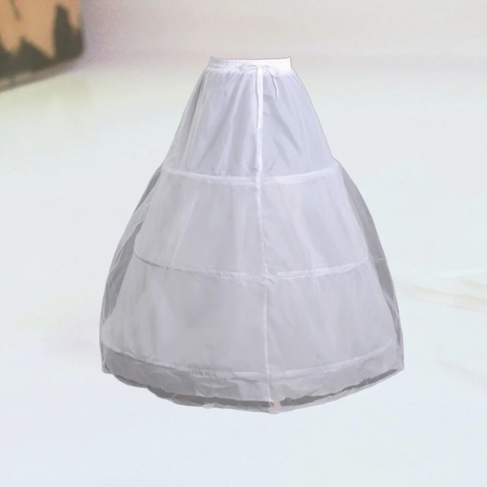 

Women Bride Petticoat Crinoline Underskirts Wedding 3 Single Layer Skirt Bridal Dress Elastic Waistband With Straps (White)