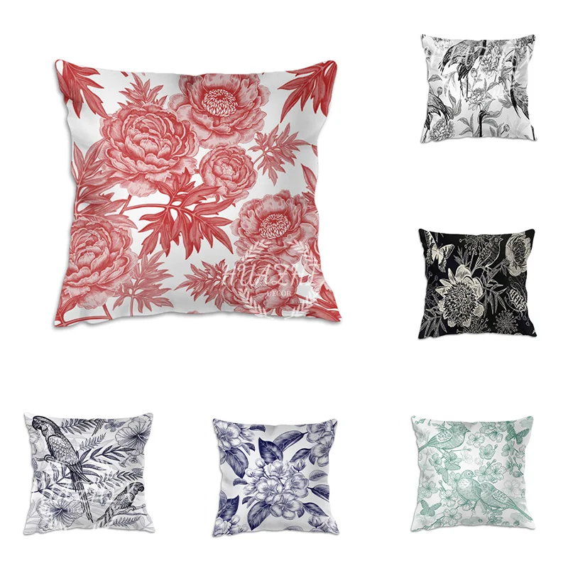 

Vintage France Motif Peach Skin Pillow Cover Cushion Covers Soft Luxury Abstract Pillow Cases for Sofa Car Home Decor 45x45cm