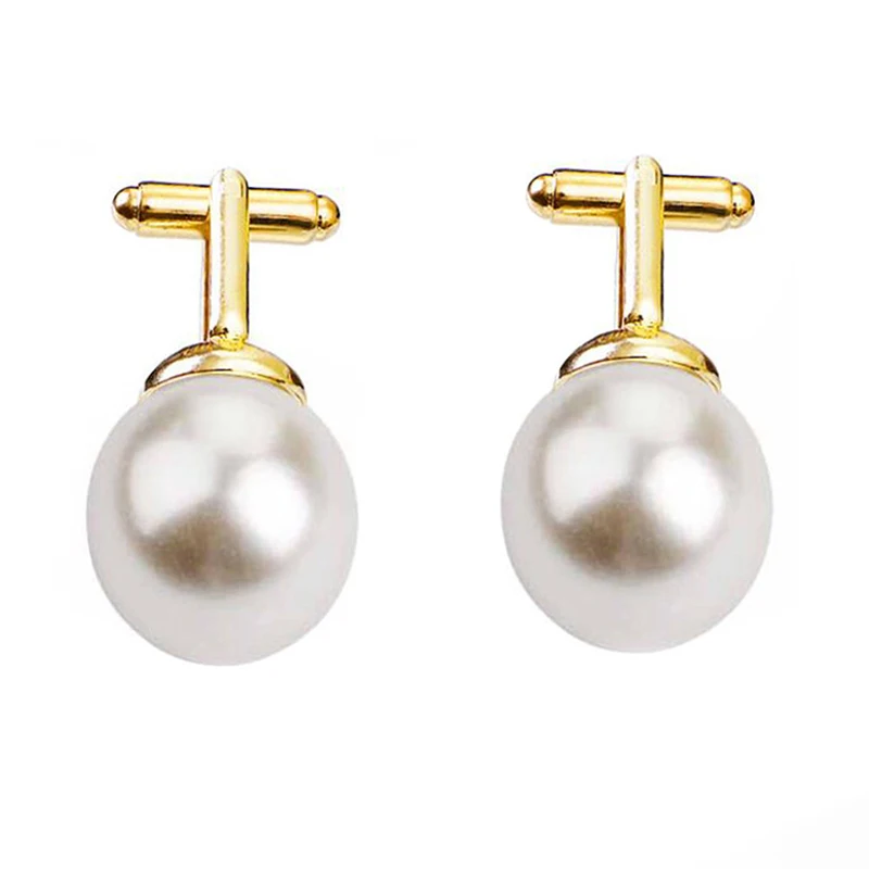 

Запонки с бусинами для мужчин и женщин, модные круглые запонки с искусственным жемчугом, выразительные деловые, для свадьбы, вечеринки