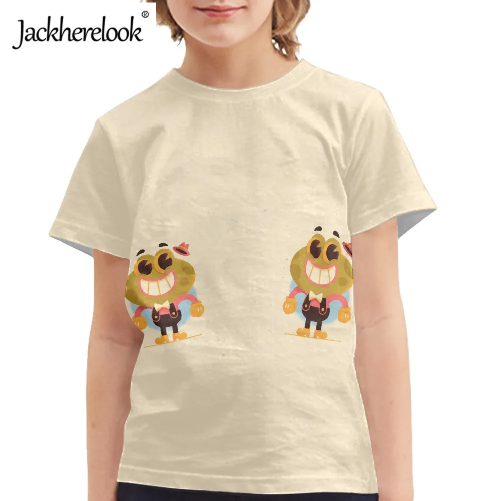 

Jackherelook Adorable Cartoon Frog Pattern Comfortable Kids Summer Short Sleeve Tops Tee Breathable O-neck T-shirts for Boys