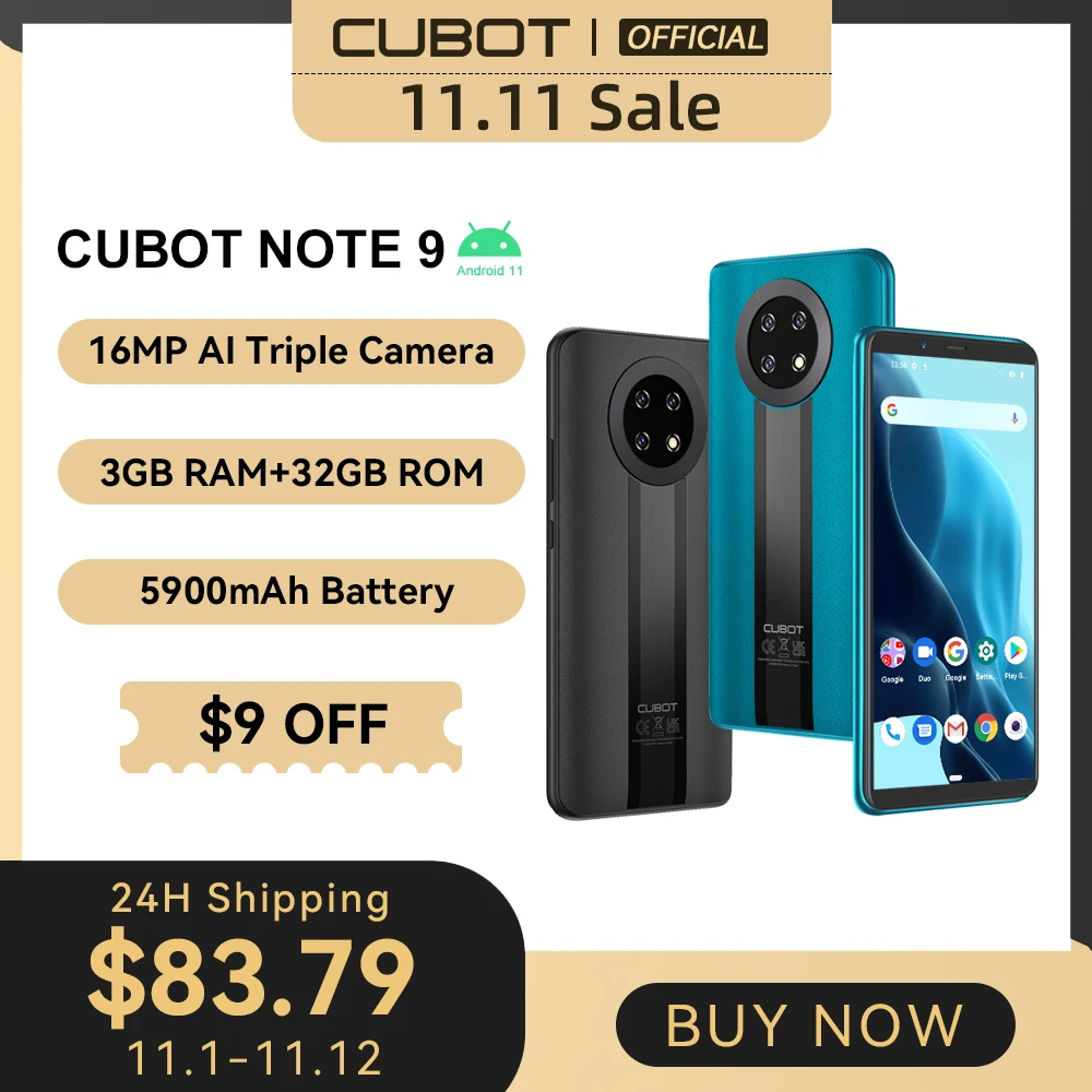Cena Smartfon Cubot Note 9 (2021), Bateria 5900mAh, Telefon Komórkowy Z Ośmioma Rdzeniami, Ekran 5,99