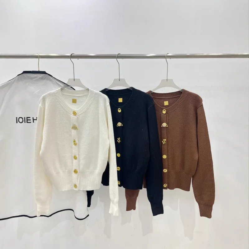 Фото Женский кардиган High Street: новая осенняя коллекция, модный, элегантный, с асимметричной застежкой и круглым вырезом №4