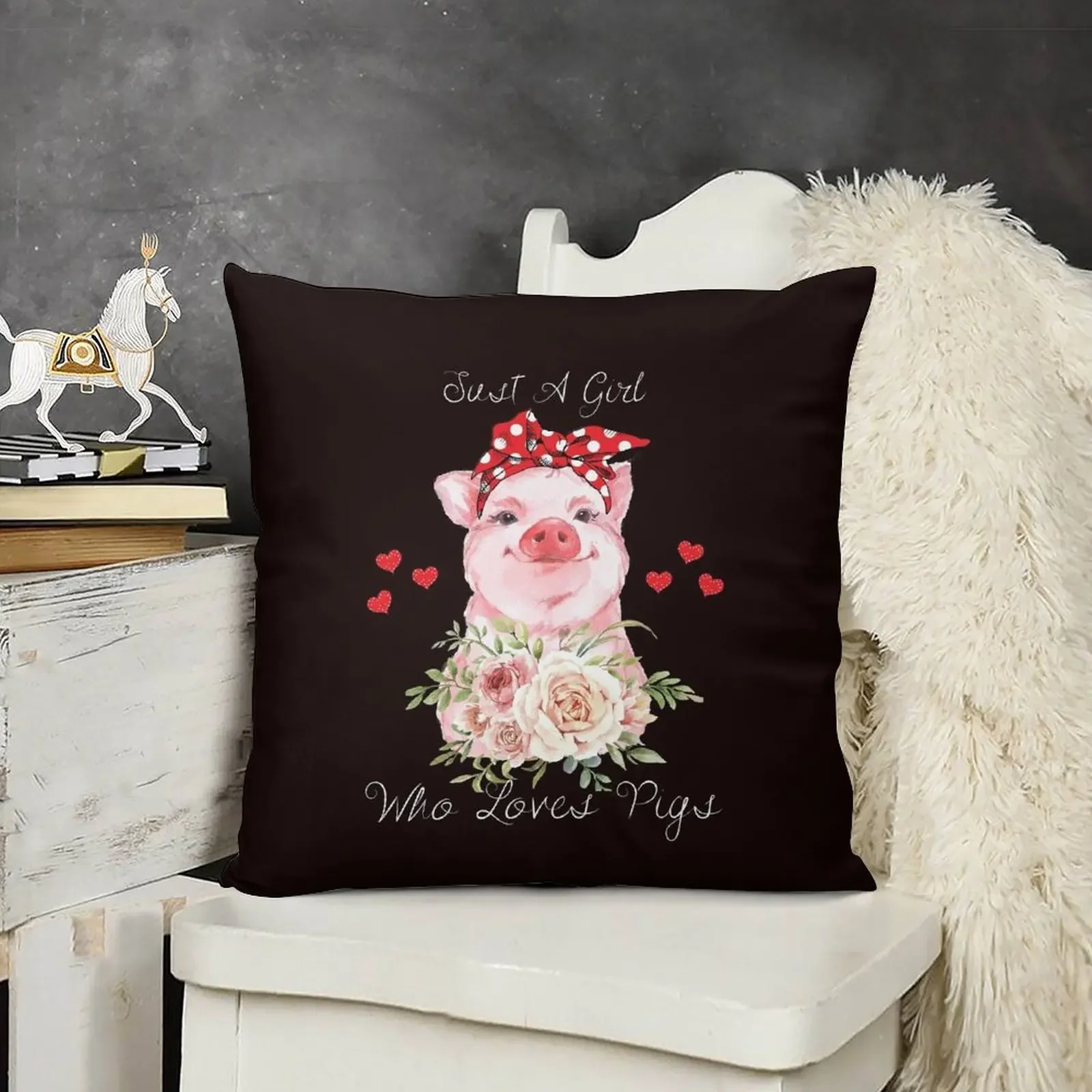 Милая подушка Просто девочка которая любит свиньи аниме рождественские